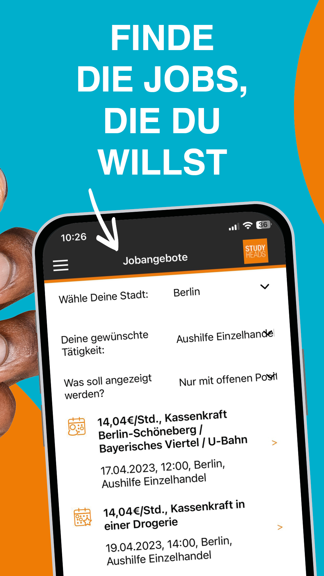 Studyheads App Screenshot Jobangebote